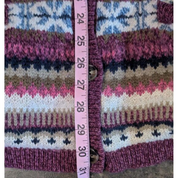 SUNDANCE CATALOG Fair Isle Cardigan XL Nordic Wool Blend Oversized Sweater - Picture 6 of 7